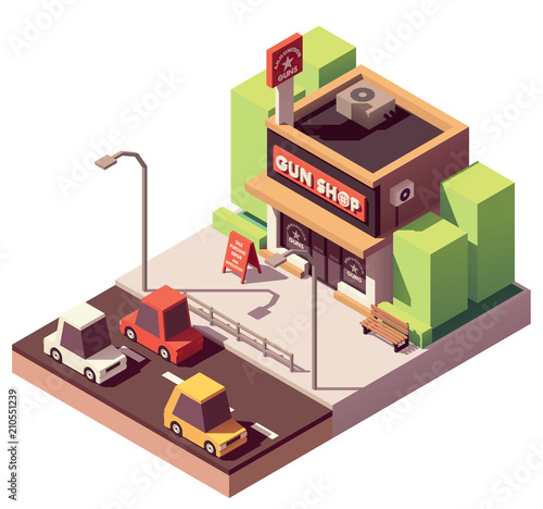 Vector isometric gun shop