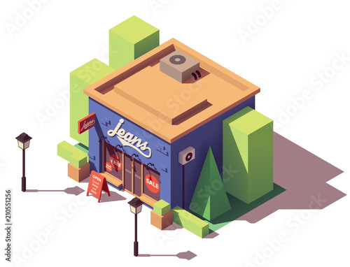 Vector isometric jeans clothes store