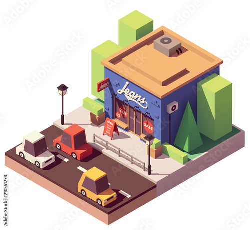 Vector isometric jeans clothes store