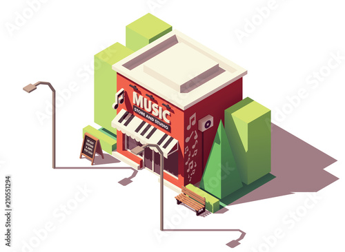 Vector isometric musical instrument store