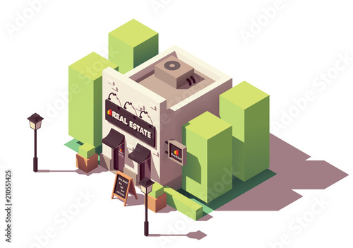 Vector isometric real estate agency office