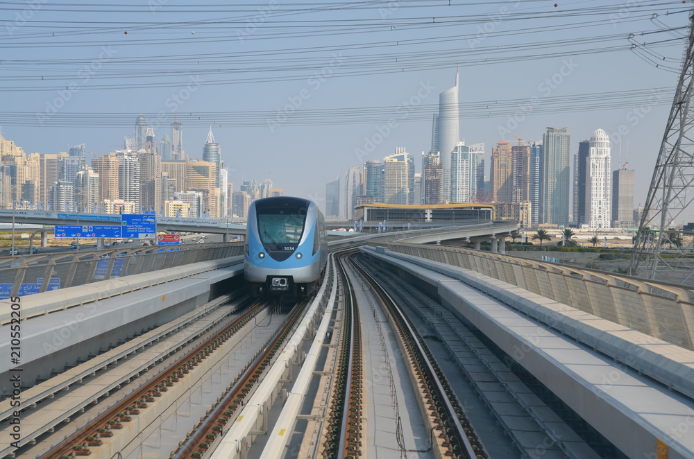 Dubai Metro as world's longest fully automated metro network (75 km). March 4, 2015 Dubai, UAE.
