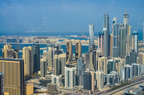 Amazing Dubai skyline at the sunset Dubai  Emirates