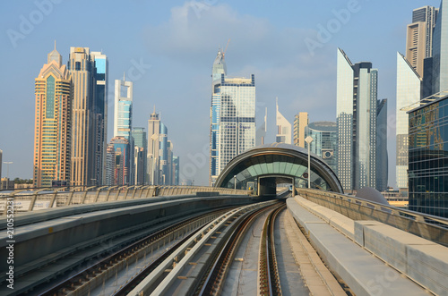 Dubai Metro as world's longest fully automated metro network (75 km). March 4, 2015 Dubai, UAE.
