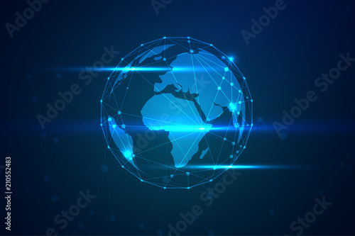 Global network connection with business concept and world map, vector illustrator