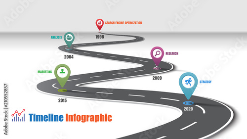 Business road map timeline infographic template with pointers designed for abstract background milestone modern diagram process technology digital marketing data presentation chart Vector illustration