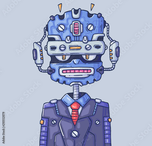 Robot manager. Chatbot or robot-helper. Cartoon illustration for print and web. Character in the modern graphic style.