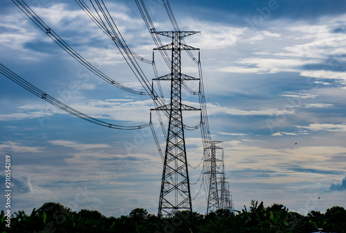 High voltage transmission towers And sky