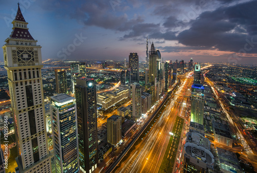 Busy Sheikh Zayed Road in the evening
