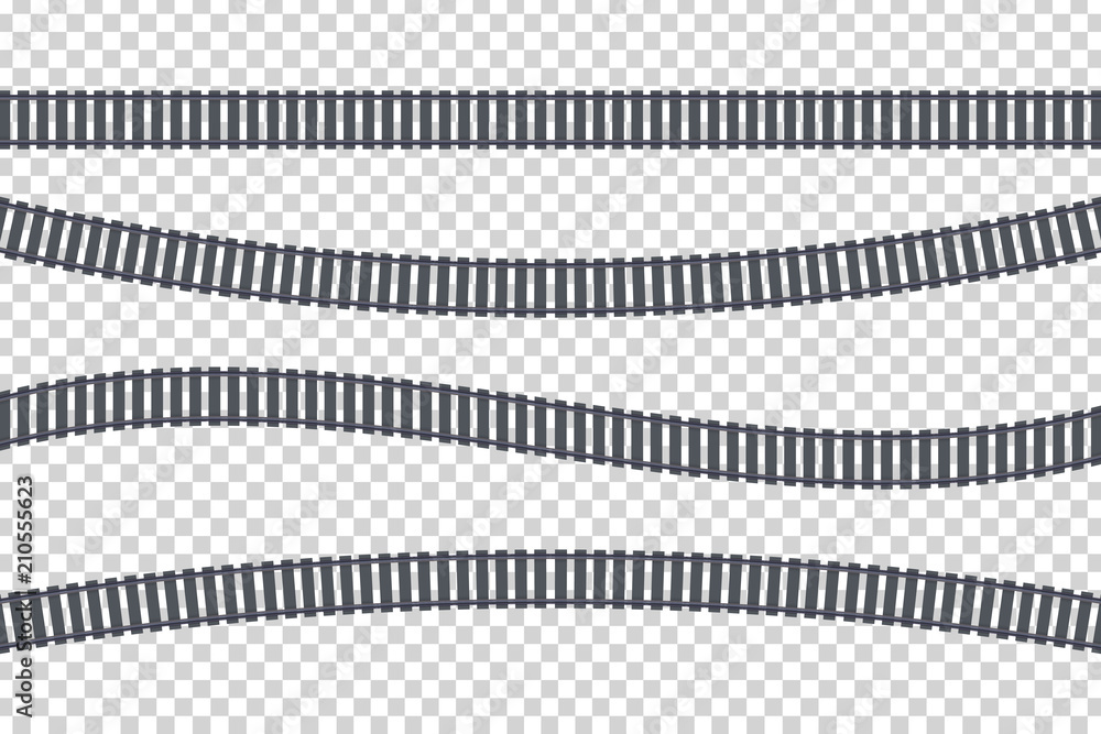 Train Rails 2d Shape Vector set of realistic isolated of rails for decoration and covering ...