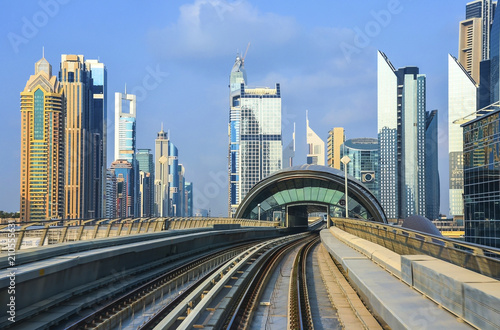 Dubai Metro as world's longest fully automated metro network (75 km). March 4, 2015 Dubai, UAE.