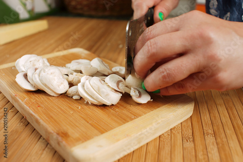 chicken breast with cheese and greens, mushrooms, champignons
