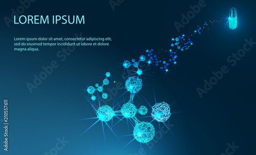 molecules. Abstract image of a starry sky or space, consisting of points, lines, and shapes in the form of planets, stars and the universe. Low poly vector