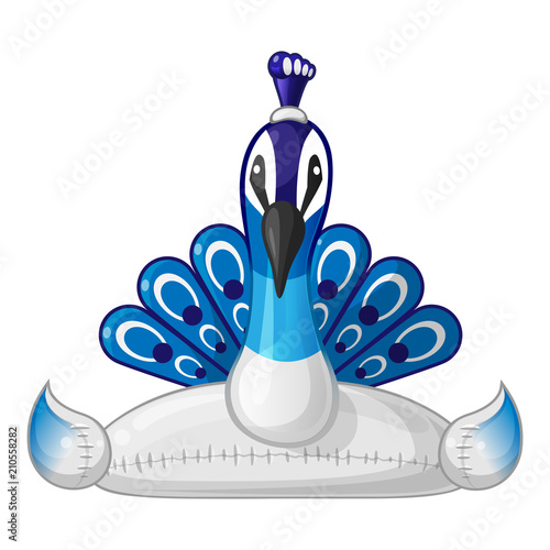 Inflatable peacock swim ring float - front view cartoon style