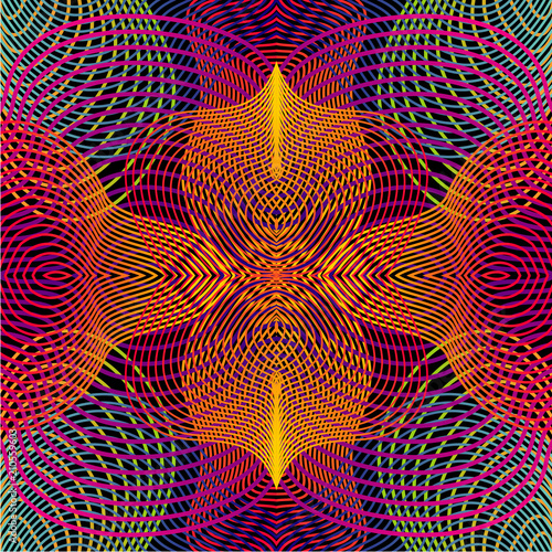 Seamless vector patten with hypnotize smooth line. Retro psychedelic background. Abstract vector gradient.