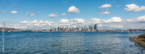 Cloudy Seattle Skyline Panorama