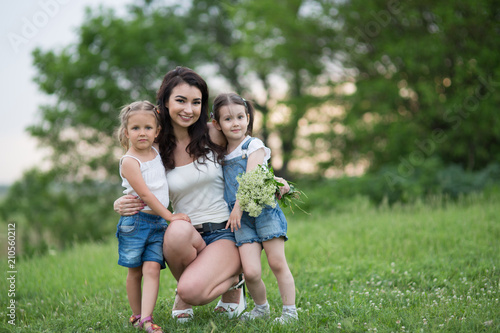 woman and children in nature