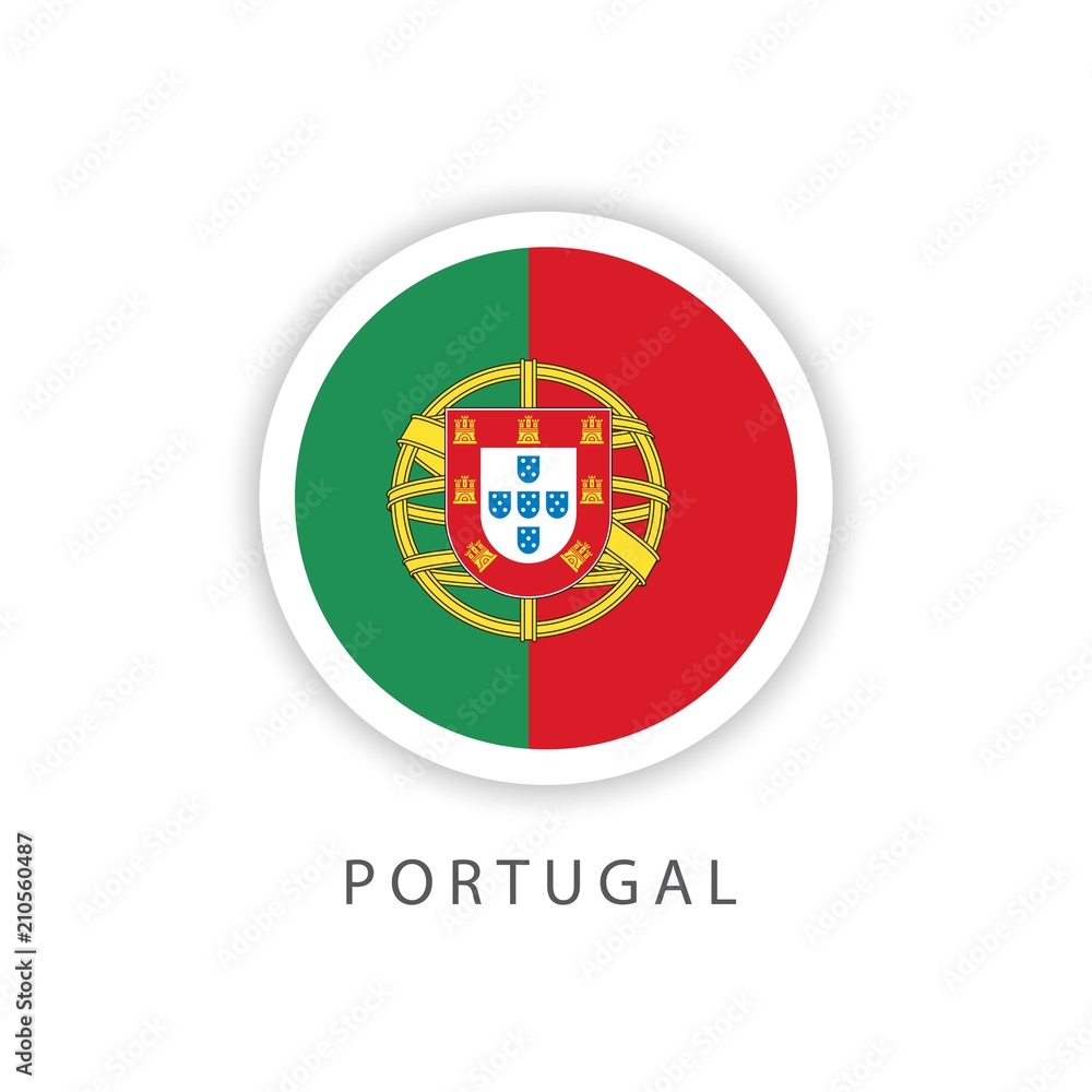 Portugal Circle Flag Vector Template Design Illustrator Portugal Circle Flag Vector Template Design Illustrator