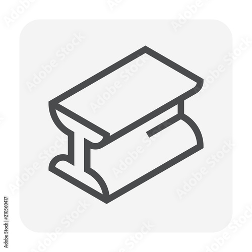 Steel product vector icon. I profile shape. That alloy of iron from steel production industry and metallurgy used as beam, bar, frame, girder, structure in engineering, construction building material.