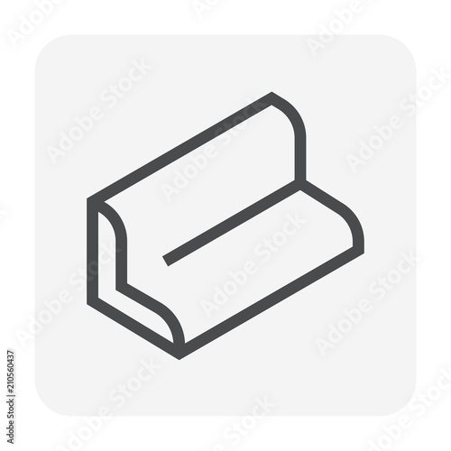 Steel product icon. L chanel profile shape. That alloy of iron from steel production industry and metallurgy used as beam, bar, frame, girder, structure in engineering, construction building material.