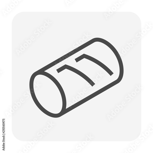 Rebar or reinforcement steel vector icon. That carbon or alloy product from metallurgy or steel production. Round profile cross section shape. For tension device in reinforced concrete structure.