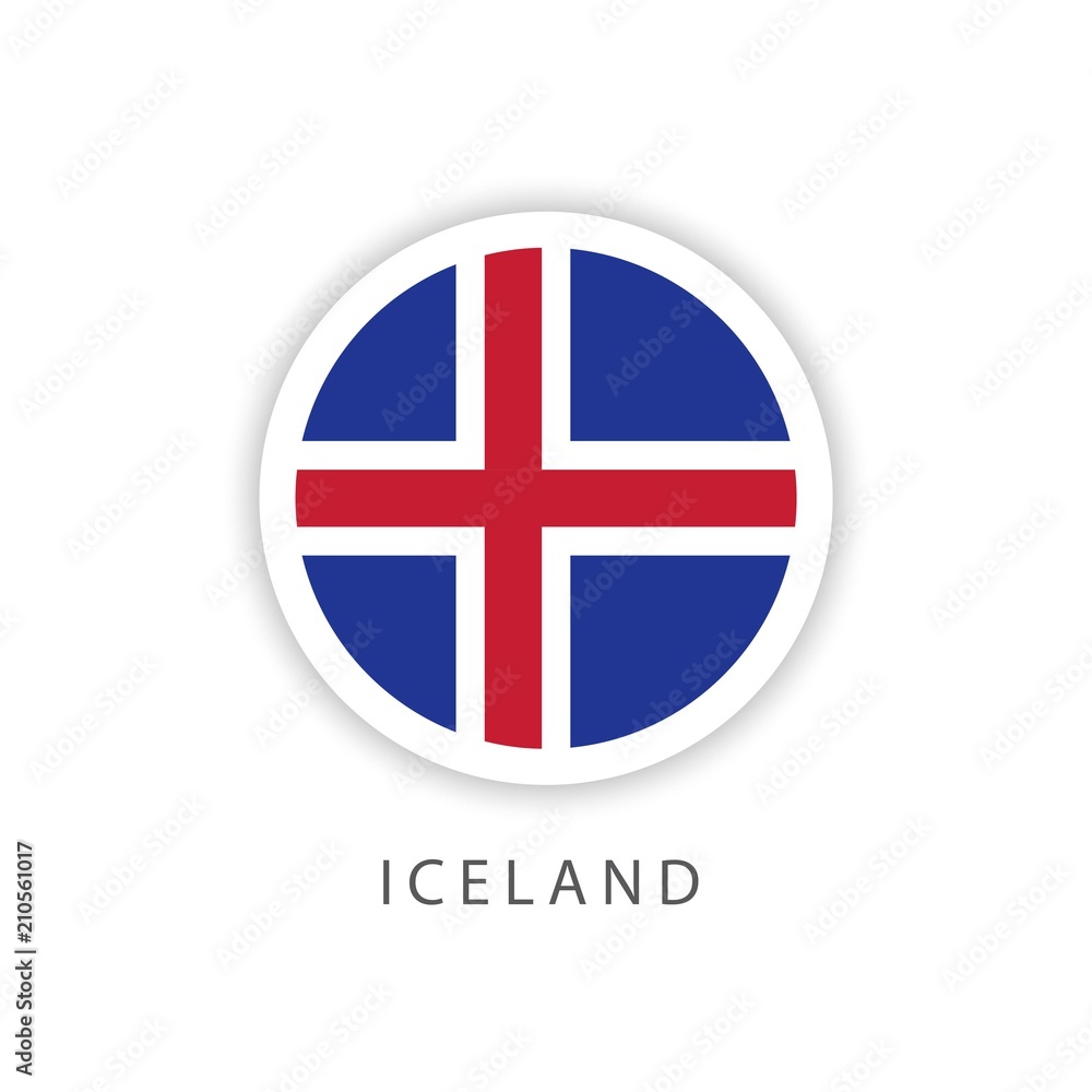 Iceland Circle Flag Vector Template Design Illustrator
