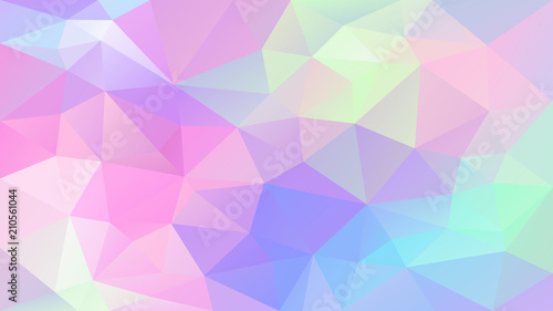 vector abstract irregular polygonal background - triangle low poly pattern - cute holographic color - pink, blue, purple, violet, green, yellow