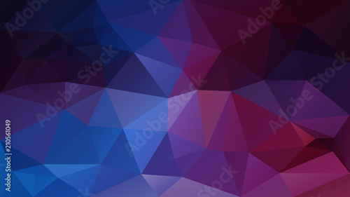 vector abstract irregular polygonal background - triangle low poly pattern - dark neon blue purple violet color