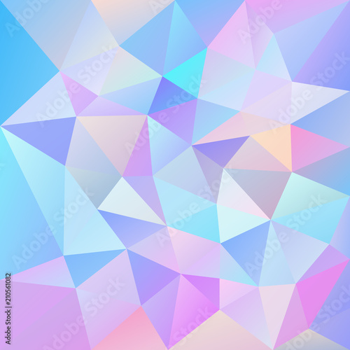 vector abstract irregular polygonal square background - triangle low poly pattern - cute holographic color - pink, blue, purple, violet, orange, green