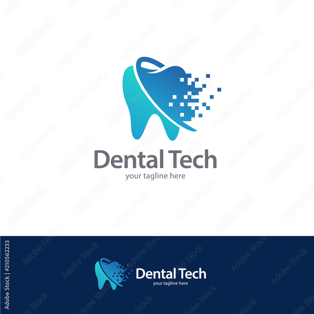 Obraz premium Dental Tech Logo Design Template
