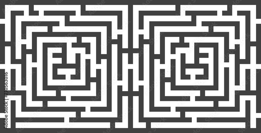 Creative vector illustration of labyrinth, maze with entry and exit isolated on transparent background. Art design. Abstract concept paths to deadlock, entrance, exit, right way to go graphic element