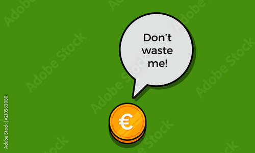 Euro Coin Speech Bubble Illustration with Text Box Template