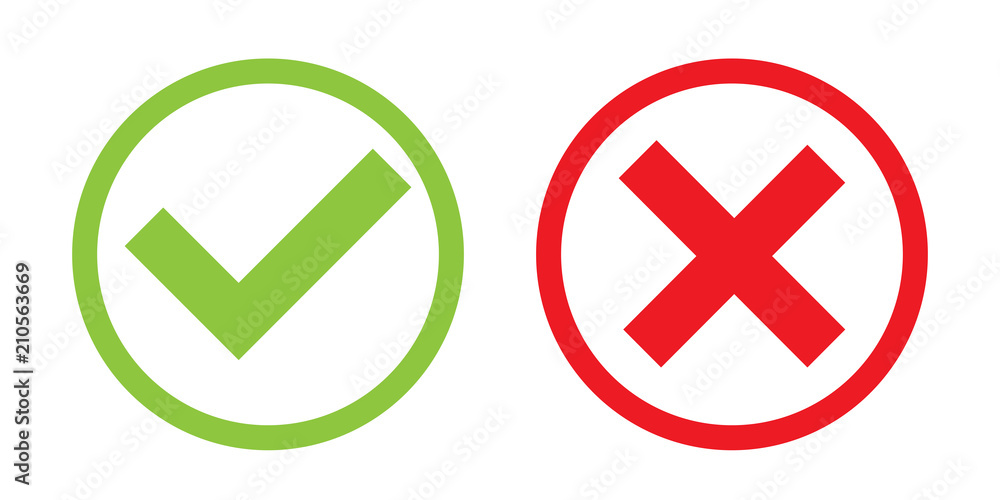 Creative vector illustration of green tick, red cross isolated on transparent background. Art design with text do and dont. Right or wrong. True or false. Abstract concept graphic element Creative vector illustration of green tick, red cross isolated on transparent background. Art design with text do and dont. Right or wrong. True or false. Abstract concept graphic element