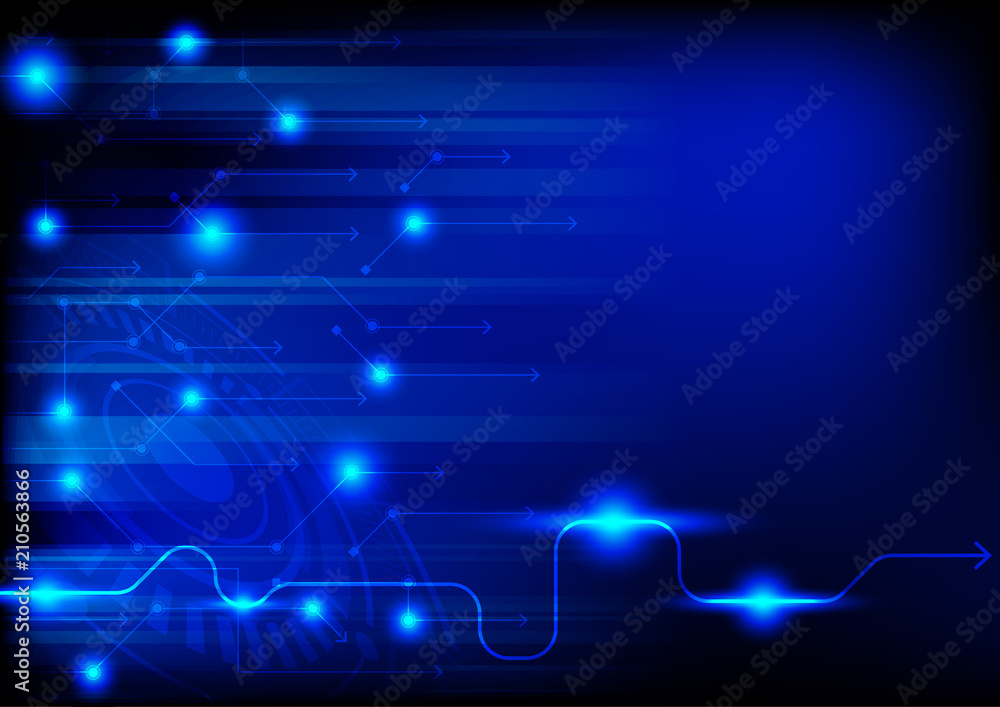 Naklejka premium Futuristic circle with arow line and bubble light