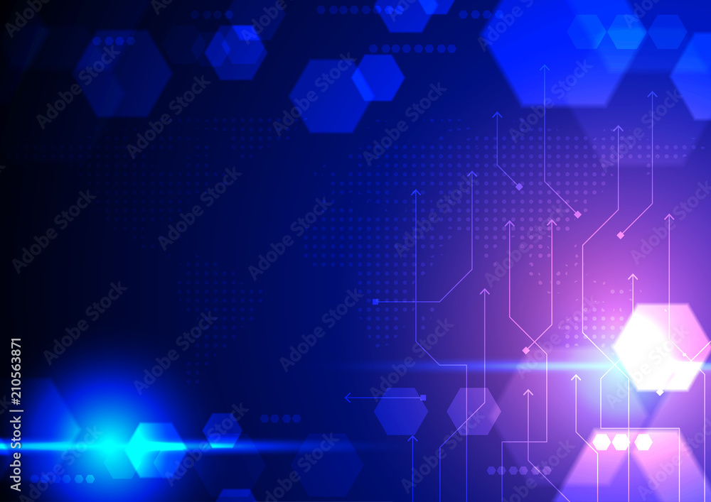 Blue and purple lights with hexagons on dark background some Elements of this image furnished by NASA Blue and purple lights with hexagons on dark background some Elements of this image furnished by NASA