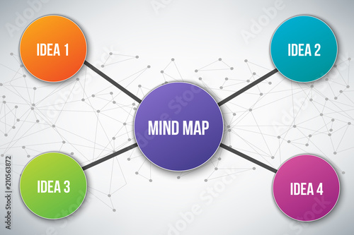 Creative vector illustration of mind map infographic template isolated on transparent background with place for your content. Art design. Abstract concept graphic element
