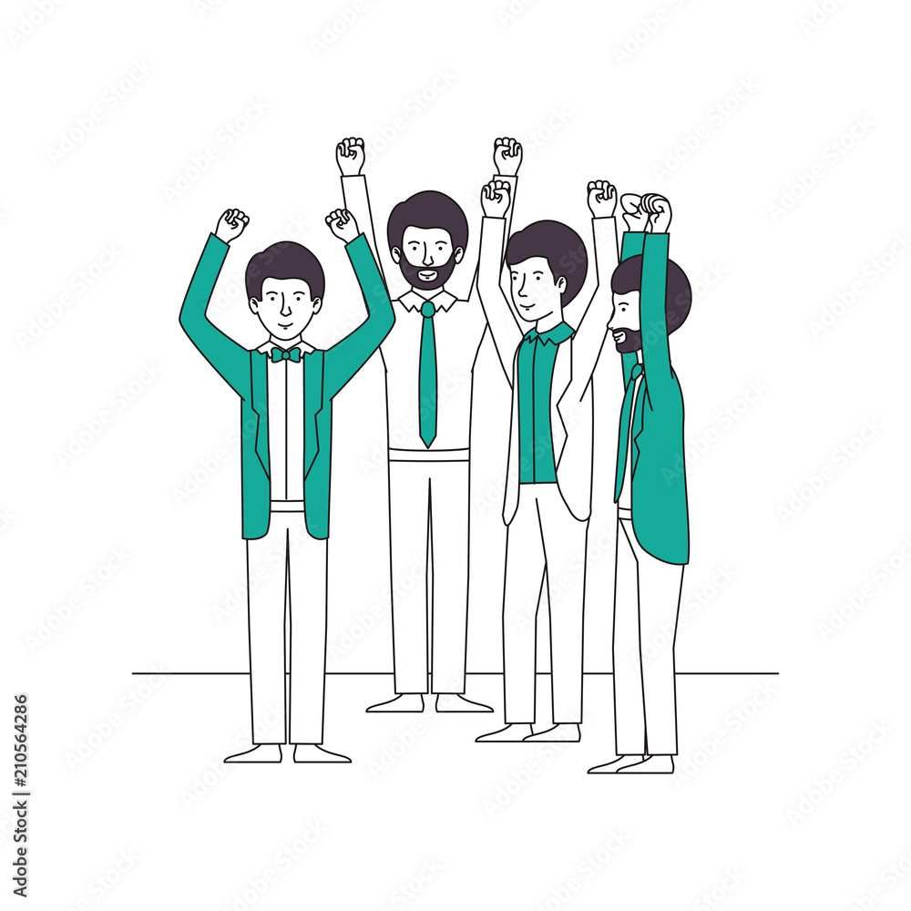 group of men celebrating friends characters vector illustration design group of men celebrating friends characters vector illustration design