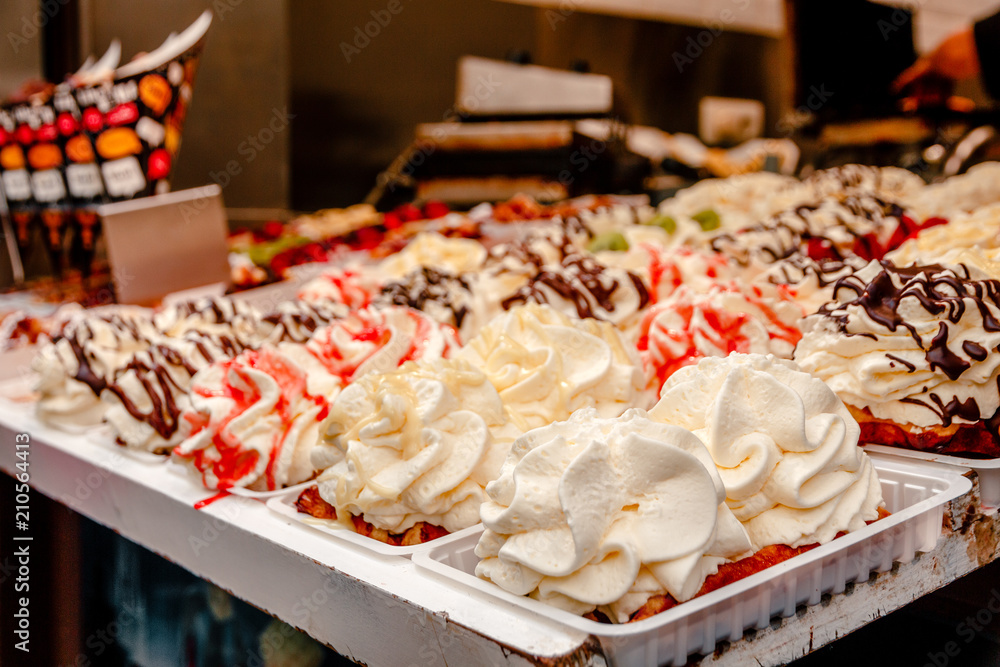 beautiful Belgian waffles on the streets of brussels
