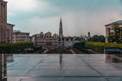 view of Brussels and the royal gardens from the observation deck