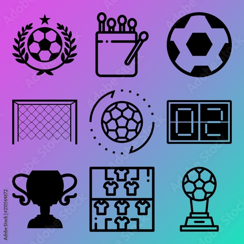 Vector icon set  about soccer with 9 icons related to nation, win, blue, white and matchbook