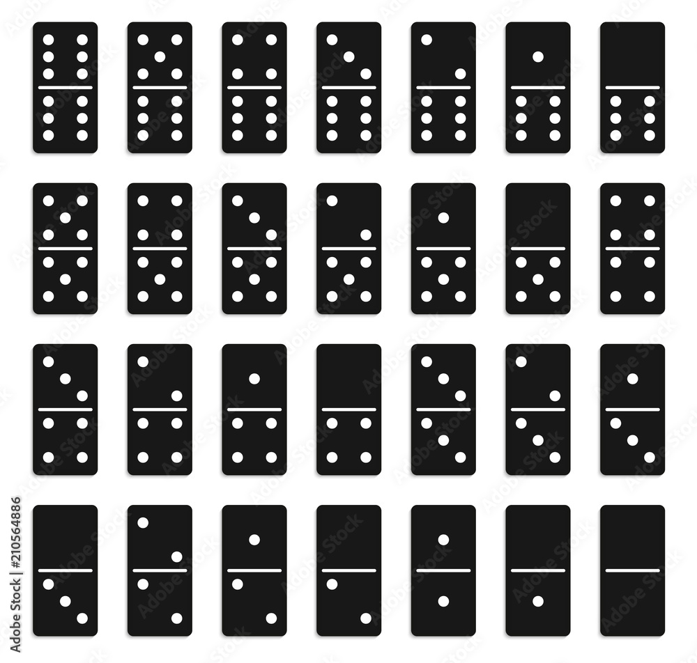 Creative vector illustration of realistic domino full set isolated on transparent background. Dominoes bones art design. Abstract concept 28 pieces for game graphic element Creative vector illustration of realistic domino full set isolated on transparent background. Dominoes bones art design. Abstract concept 28 pieces for game graphic element