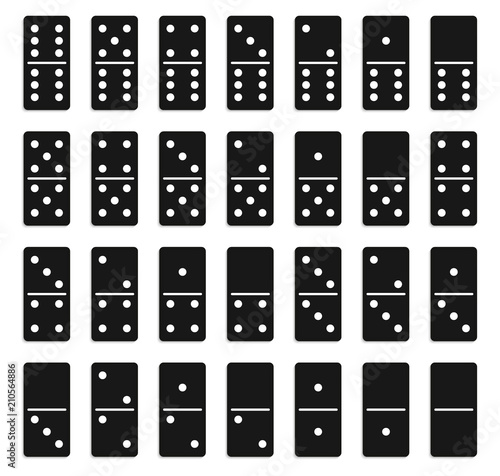 Creative vector illustration of realistic domino full set isolated on transparent background. Dominoes bones art design. Abstract concept 28 pieces for game graphic element