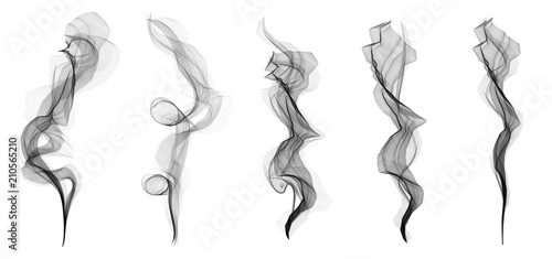 Creative vector illustration of delicate white cigarette smoke waves texture set isolated on transparent background. Art design. Abstract concept graphic element
