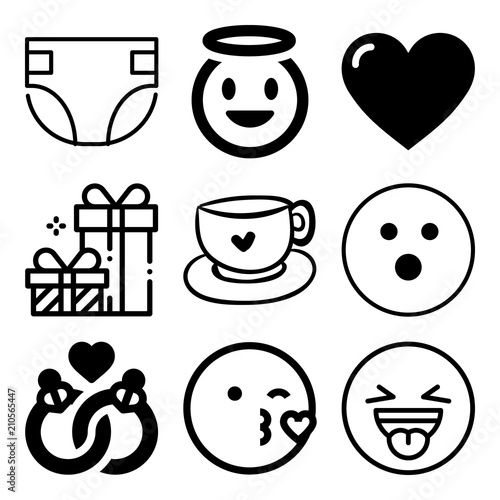 Vector icon set  about love with 9 icons related to confirmation, texture, ceremony, baby and sacrament