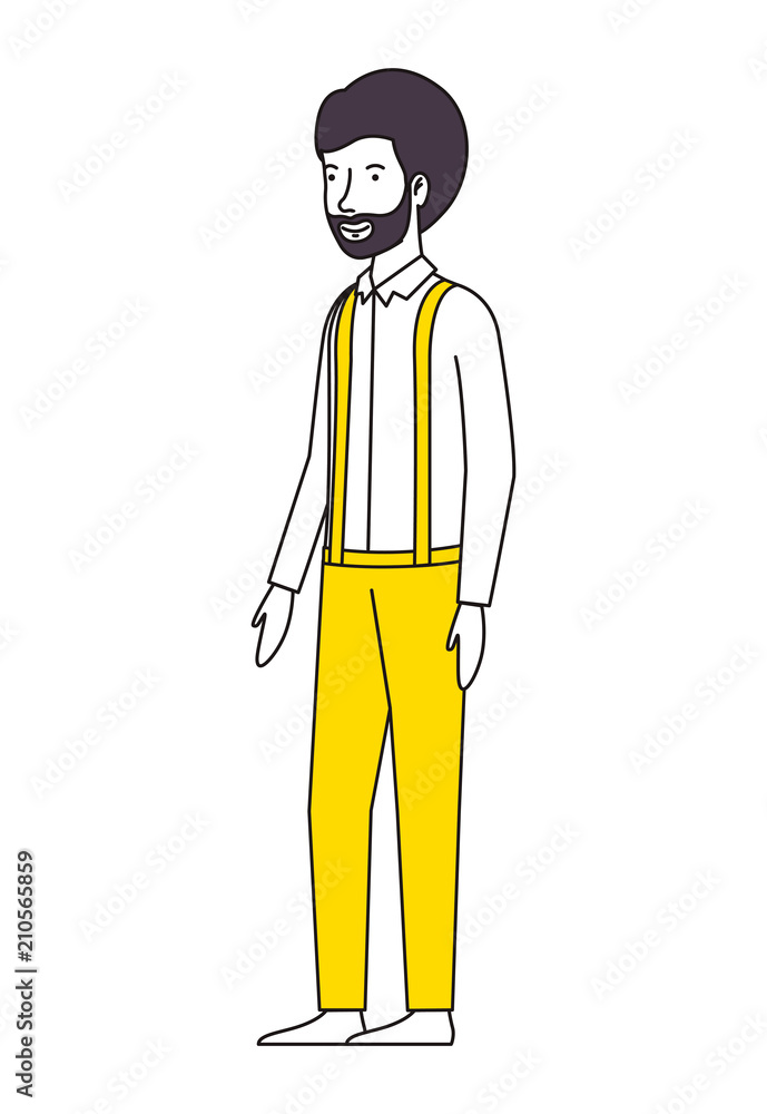 young man with beard avatar character vector illustration design