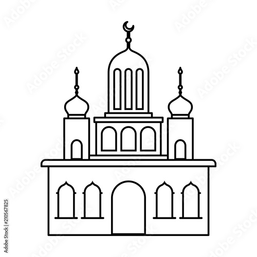 arabic castle tower with moon vector illustration design