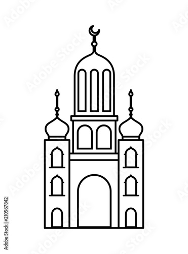 arabic castle tower with moon vector illustration design