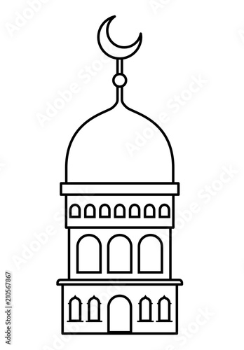 arabic castle tower with moon vector illustration design