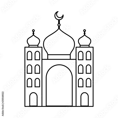 arabic castle tower with moon vector illustration design