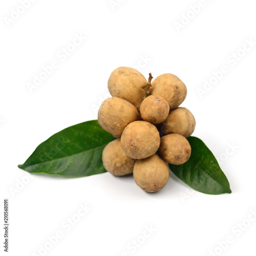 Tropical fruit Longkong on white background